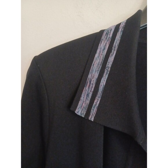 Exclusively Misook Sweater Open Front Cardigan M Church Career Black Purple - Picture 4 of 8